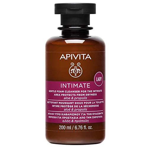 APIVITA Intimate Lady Gentle Foam Cleanser for the Intimate Area 6.76 fl.oz. |Natural Feminine Wash with Aloe & Propolis for Dry & Sensitive Skin | Care for Menopause & Vaginal Dryness - pH 4
