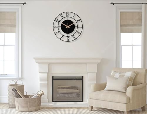 Image of AVVIC MART Stylish Metal Analog Wall Clock for Living Room, Bedroom, Office, Kitchen, Home and Hall | Antique Fancy Big Size Modern Wall Watch for Home Decor (Style-1, 50CM)