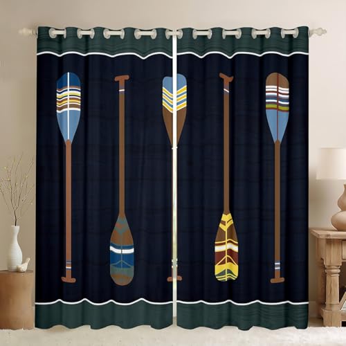 Lake Paddles Window Curtains Teens Adult Women,Lake Theme Curtains for