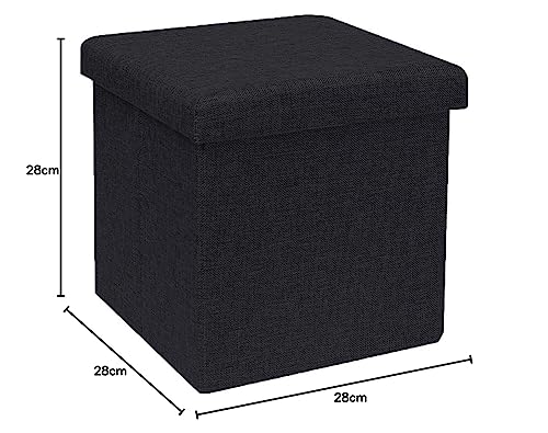 Image of ABTRIX WITH AB Fabric Folding Organizer Storage Ottoman Bench Footrest Stool Coffee Table Cube,Camping Fishing Toys Chest Stool,Quick&Easy Assembly,22L Capacity,Padded (30X30X30 Cm,Black)