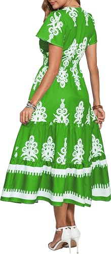 Image of Floral Print Dress for Women Boho Long Dresses Flowy A line Dresses Fit for Office and Casual Vacation Cocktail Party Prom