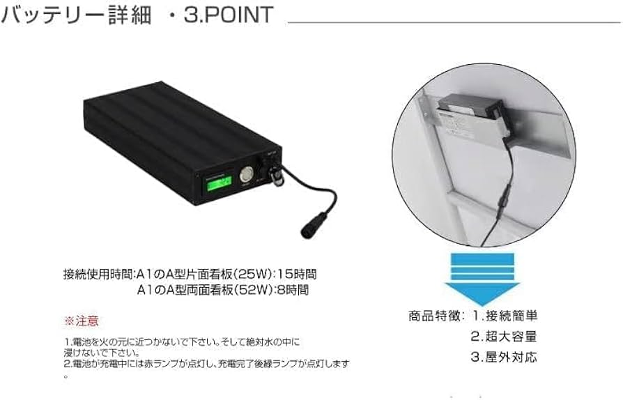 A型パネル看板　充電バッテリー Amazon | [tentsulight] A型パネル看板用バッテリ 充電式 A型