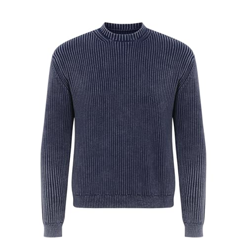 Mens Sweater Crewneck Cable Knit Pullover Sweater Casual Twist Textured Sweaters