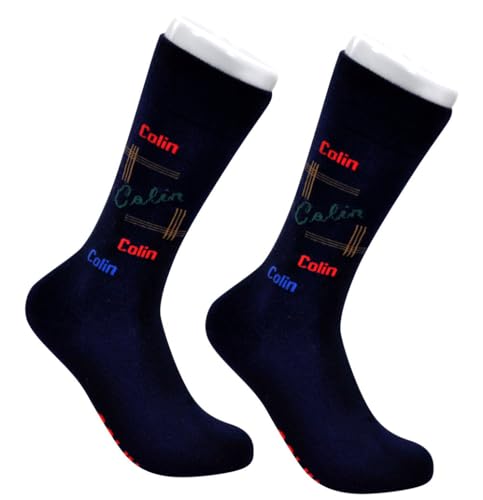The Tie Studio Men’s Black Socks – Colin Repeated Print – Colourful Novelty Gift Socks