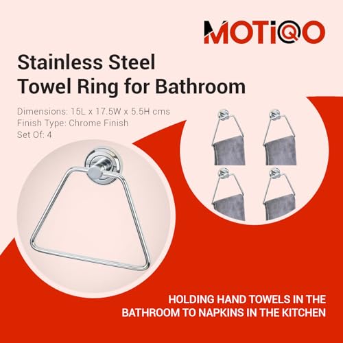 Image of Stainless Steel Towel Ring for Bathroom, Napkin Ring for Wash Basin, Towel Holder, Napkin Holder, Towel Hanger, Bathroom Aessories (Triangular Shape) Set-4