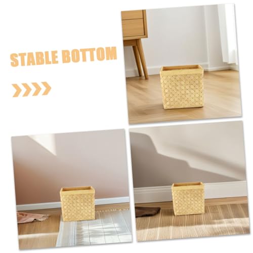 Caneca de Basura Vintage de Mimbre Beige Estilo Japonés miniatura 3