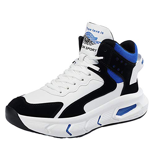 Willsky Zapatos De Baloncesto De Los Hombres Del Top Del Alto De Choque Que Caminan Ocasionales De Formadores Chunky Antideslizante Ejecución De Las Zapatillas De Deporte Gimnasio,Azul,39EU