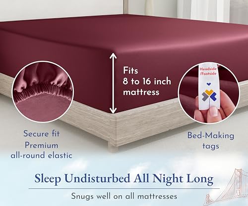 image for California Design Den Queen Fitted Sheet Only Cotton, Deep Pocket Soft