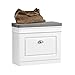 SoBuy Scarpiera Salvaspazio Slim con Seduta - Panca Scarpiera da Ingresso Contenitore in Legno, Mobile Ingresso per Scarpe, Regolabile, 60x24x51 cm, Bianco, FSR82-K-W