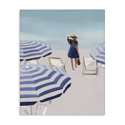 Beach Shore Umbrellas Coastal, 24 x 30 Inch Canvas Wall Art
