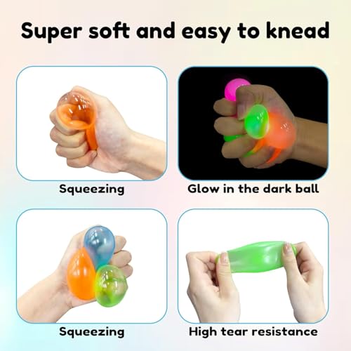 Image of Glow-in-The-Dark Sticky Balls for Kids, Stress Balls for Wall & Ceiling Play | Ceiling Ball for Adults Stress Relieving & Decoration, Party Games & DIY Crafts | Glowing Sticky Ball Toy Set