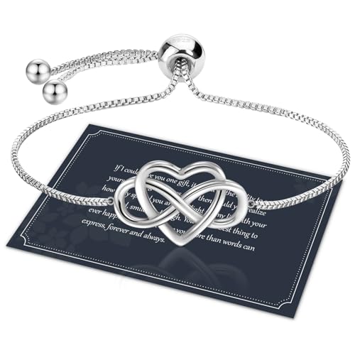J.Fée Bracciale Donna Argento 925, Bracciale Argento 925 Bracciali Infinito Cuore Bracciali Donna Regalo Regalo per Lei Regali Mamma Regalo Amica,56
