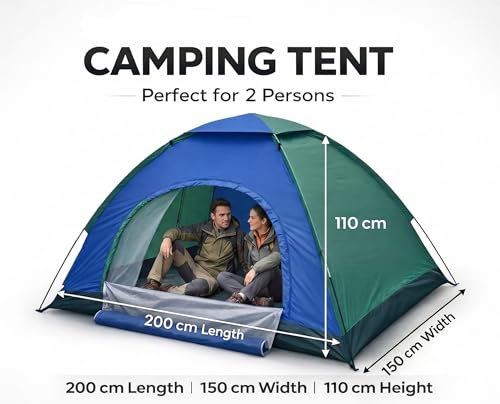 Image of Coku Camping Tent for 2 Persons, 210D+170T Lightweight Backpacking Dome Tent with Mosquito Net, Waterproof Outdoor Tent, Easy Setup for Camping, Hiking, Trekking, Picnic, Travel (Random Color)