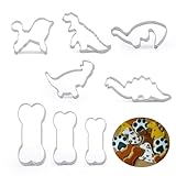 KeepingcooX Dinosaurier-Ausstechformen-Set für Kinder, Dino-Party, 8-teilig, inklusive Hunde- und Knochenform, Edelstahl
