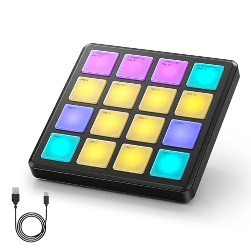 Donner Contrôleur MIDI Pad Beat Maker Machine, Boîte à Rythmes Portable avec 16 Pads de Rythme,...