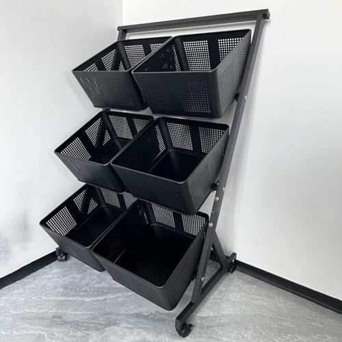 Carrito negro de gran capacidad ideal para organizar la despensa y cocina