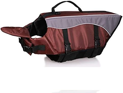 LXYDD Dog Life Jacket Vest Dog Life Jacket for Swimming, Pet Float Coat Dog Vest,Saver Swimsuit Preserver Vest with Padding with Adjustable Strap and Rescue Handle,Brown,XL