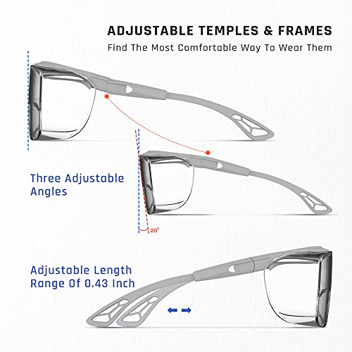 Torege Safety Glasses, Anti Fog Safety Glasses Over Glasses, Safety Goggles With Hd Lenses,Medical Goggles For Men&Women(Gray/Clear Lens) #TOP3