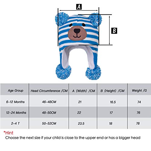 Image of Toddler Infant Winter Hat with Earflap Knit Warm Beanie Fleece Lined Hat for Baby Boys Girls