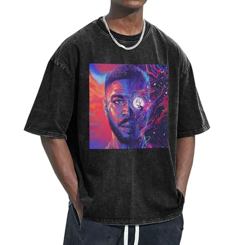 Kid Music Cudi Shirt for Men Comfort Personalised Short Sleeve Shirt Custom Crew Neck Top Tees Black