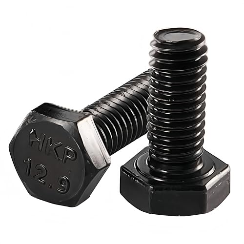 YIIFLY M8x20 Sechskantschraube, M8-1,25 Schraube,Außensechskant Maschinenschrauben legierter Stahl der Festigkeitsklasse 12,9 DIN 933, Schwarzes Oxid, Vollgewinde,20 Stück
