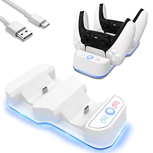 PS5 Controller Charger,PS5 Charging Station,PS5 DualSense Controller Charging Station,Dock Charging Station for Playstation 5 Controller,PS5 Accessories with LED Indicator&Type-C Date Cable