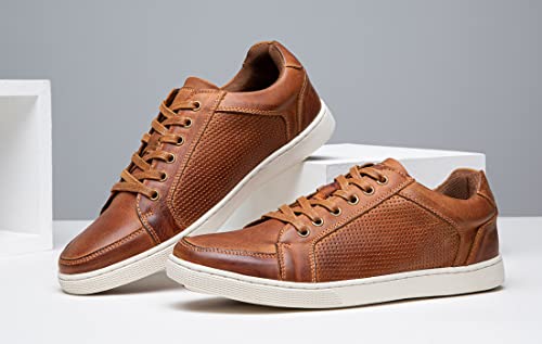 Jousen Men's Fashion Sneakers Classic Retro Casual Shoes for Men Breathable Business Dress Sneaker (AMY870 Yellow Brown 10)