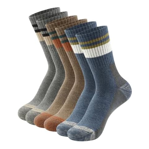 DOKUTOKU Men's Hiking Crew Socks Cushioned Moisture Wicking Athletic Boot Socks Outdoor,Trekking (DY42 Crew GR/CA/NA) Cover