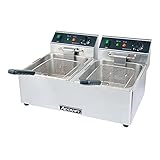 Adcraft DF-6L/2 Electric Countertop Deep Fryer with 30-Pound Double Tank, Stainless Steel, 120v, NSF, Silver