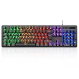 Rii Mechanical Keyboard,Full Size 104 Keys Gaming Keyboard Mechanical with Blue Switches RGB Backlit USB Wired Compatible with PC Computer Mac PS5 UK Layout