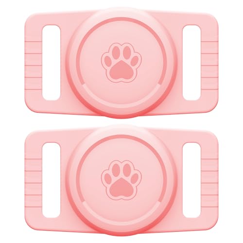 Image of GOCII for Airtag Dog Collar Holder 2 Pack,Waterproof Dog Collar Holder for Apple AirTag(Gen 1 & 2),Silicone Air Tags Case for Dog Collars(Light Pink)