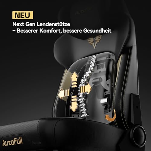 AutoFull M6 Ultra 2.0 Gaming Stuhl | IEM & ESL 2026 Offizieller Partner – Weltweit Erster mit Belüftung & Heizung, 360°-Armlehnen, Kopfkissen und Fußstütze | für Gaming & Büro (Schwarz)