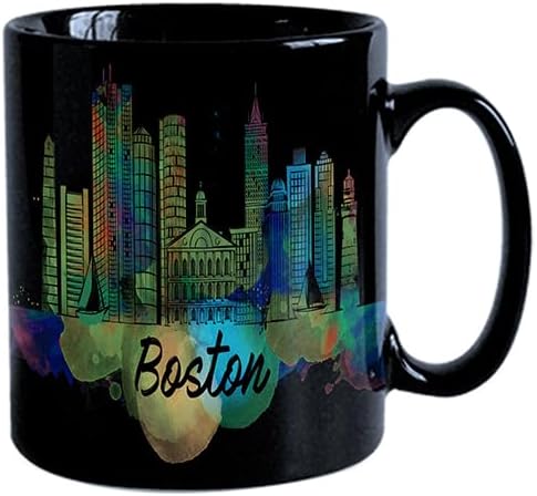 Vista 77 de TJ Originals - Taza de café Boston Massachusetts, regalo de taza de café de recuerdo de viaje turístico, taza de cerámica Skyline de 11 oz, taza