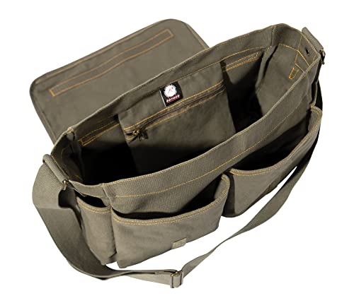 Heavyweight Canvas Classic Messenger Bag With Stencil Crossbody Shoulder Bag, Olive Drab #TOP4