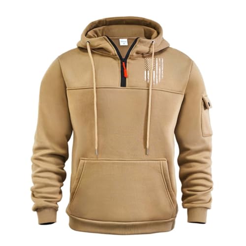 Mens 1/4 Zip Hooded Sweatshirt Trendy Tactical Pullover Hoodie with Pockets, Outdoor Casual Workout Wear2