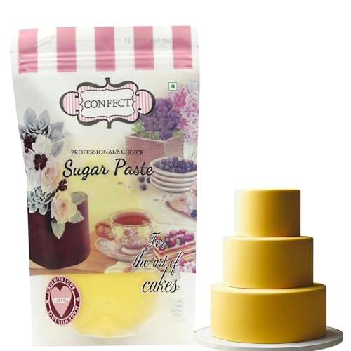 Image of Confect Sunshine Yellow Sugar Paste | Edible Fondant for Cake Decorating | Vegan, Gluten-Free | Easy-to-Use Icing Fondant for Cakes, Cupcakes & Desserts- 1 KG
