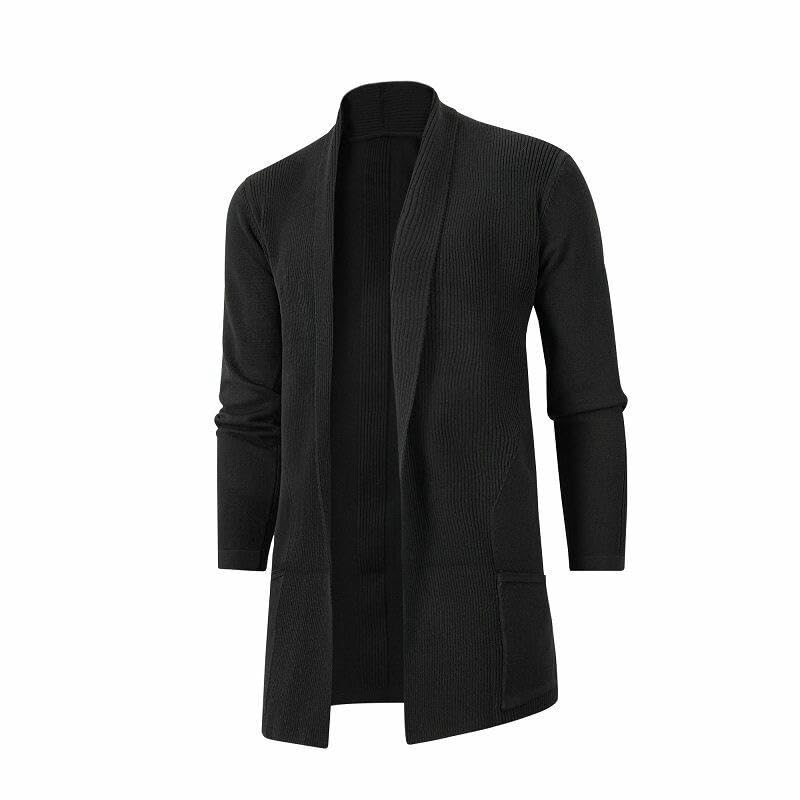 Chaqueta de punto de manga larga para hombre con solapa elegante de invierno 5