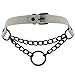 chengjiexu Collar Colgante Gargantilla Gótica Negra con Cadena O, Gargantilla Punk para Mujer, Gargantilla De Cuero Negro, Joyería Gris