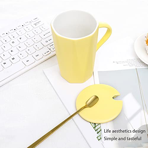 Amarelo- limão Fresco, Copo De Marca De 380ml Feminino, Copo De Café Com Colher De Tampa, Copo De Es
