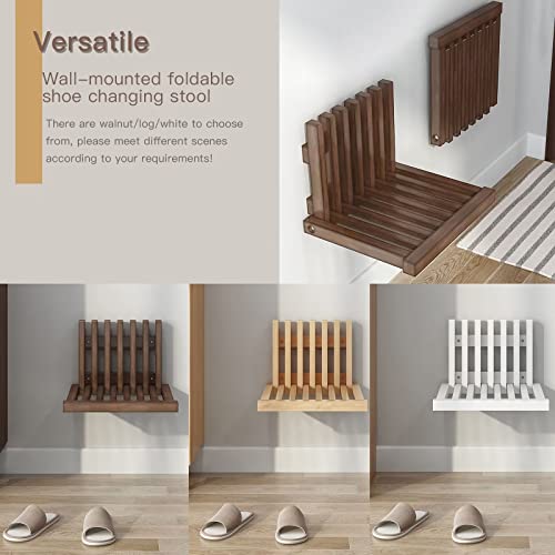 Tabouret d'entrée mural pliable en noyer pour optimiser l'espace - 5