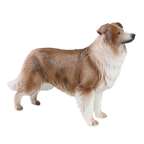 Border Collie figurer, realistiska detaljerade gräns collie form valpfigurer, emulerande leksaksfigur för en liten hund för bil, skrivbordsdekoration