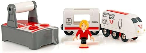 Miniatura 2 de BRIO Tren de viaje con control remoto, juguete para niños con características de luz y sonido, funciona con pilas, compatible con vías de