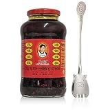Lao Gan Ma Chili Oil with Fermented Soybeans Family Size 24.69oz (740g) Bundle with FortuneHouse Lon