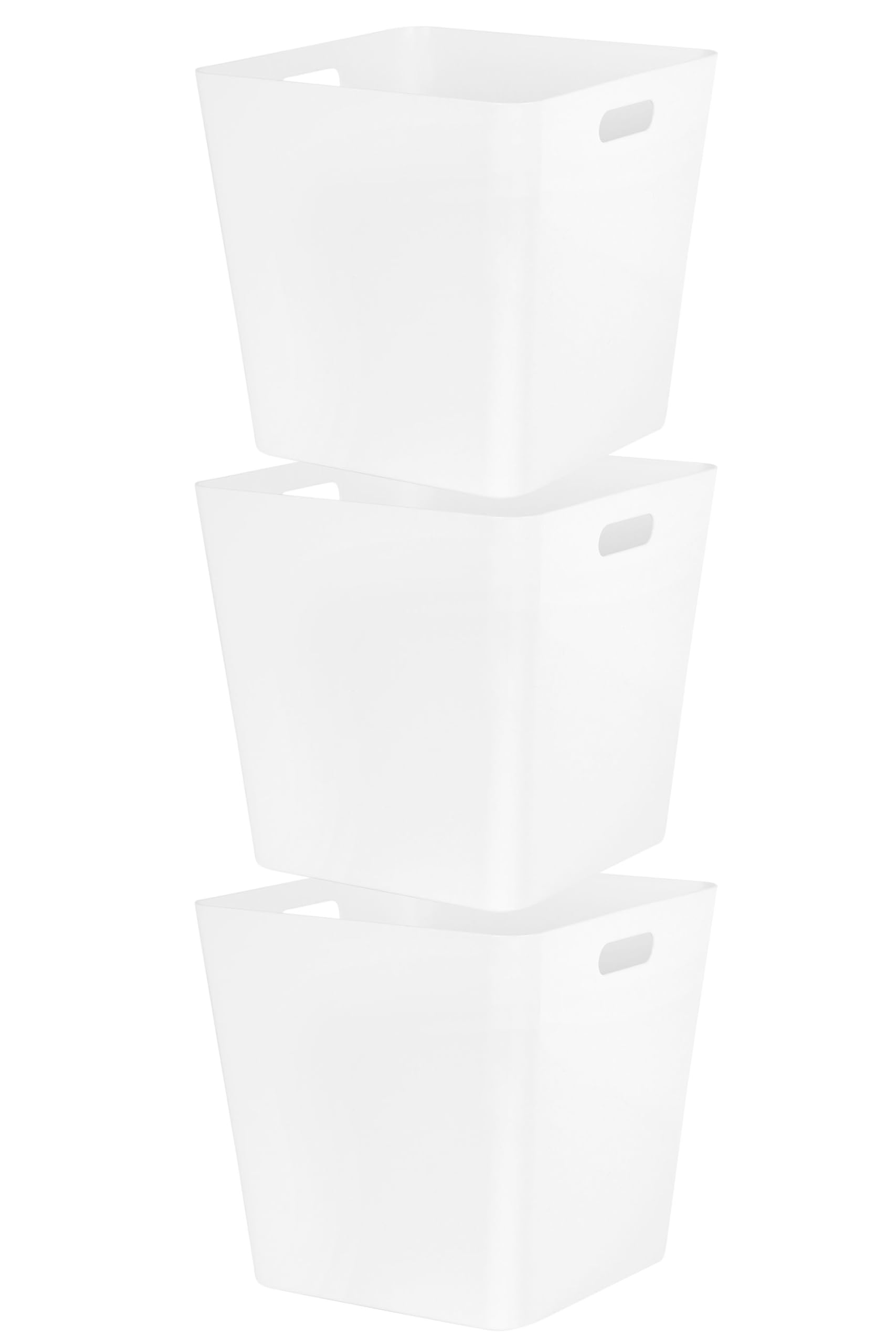 Pack of 3 - Plastic Storage Cube Shelf Basket Home Office Organisation Box Container (Length: 30cm - Width: 30cm- Height: 30cm) (White)