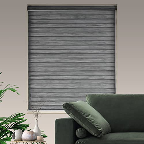 Jiangpin Textile Blinds For Windows, Dual Layer Zebra Thermal & Light Filtering Roller Shades For Living Room And Basement, (Maximum Height 72Inch, Grey, Width 22 Inch) #TOP1