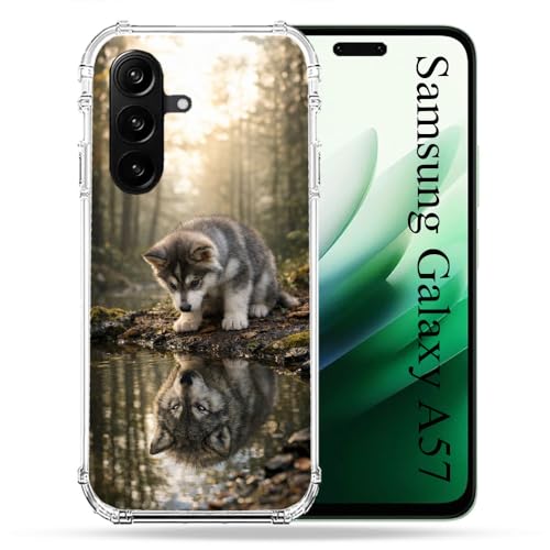 Coque Samsung Galaxy A57 5G loup reflet avec angles renforcés TPU
