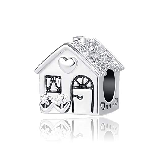 LSxAB Abalorio de casa familiar compatible con pulseras Pandora, 4.8mm-5.0mm, Cobre, Sin piedra preciosa
