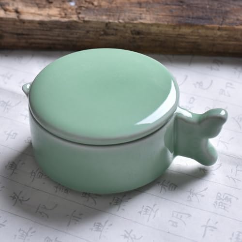 Emidor 硯、セラミック素材、書道/水墨画用、多機能、蓋付き、蒸発しにくい、書道ツール/文房具、学生/書道と水墨画愛好家に適しています (D)