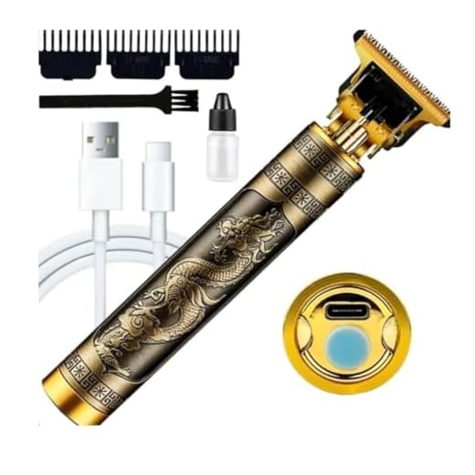 Máquina de Cortar Cabelo Profissional e Aparador Recarregável para Barba, Cabelo e Corpo, Acabamento Dourado Premium