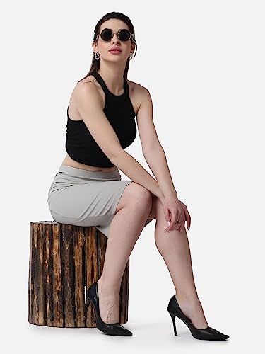 Image of POPWINGS Casual Solid Pencil Skirt for Women || Knee-Length Skirt for Women || Stylish Mini Skirt for Women || Summer Pencil Skirt for Women